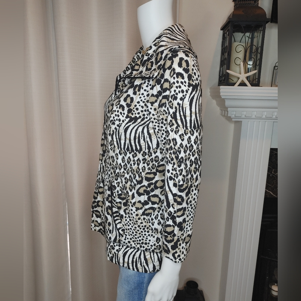 KIM ROGERS EXTENDED COLLAR ANIMAL PRINT JACKET, Multi-Color S - Picture 6 of 8